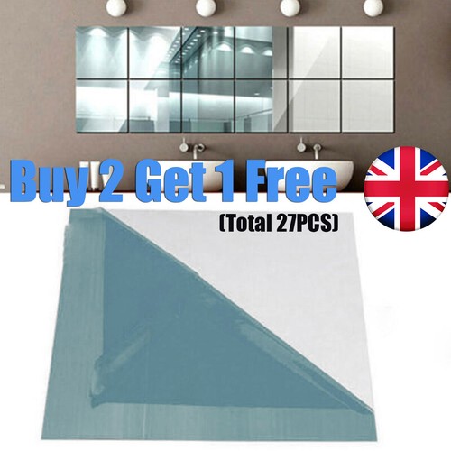 9pc glass mirror tiles - glass, wall