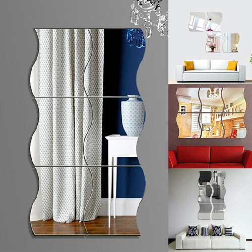 Glass mirror tiles wall - 6x,