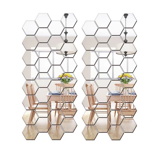 Hexagon mirror tiles wall - mirror,
